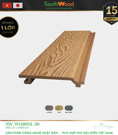 Gỗ nhựa ngoài trời South Wood SW-W146H21-3D-Teak