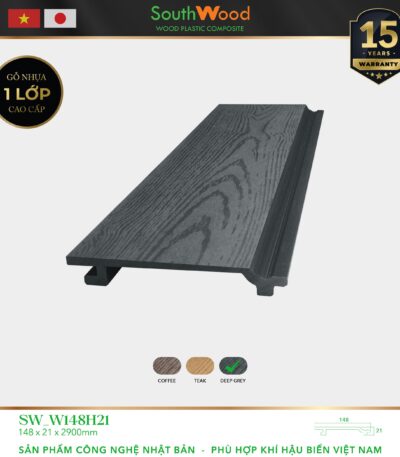 Gỗ nhựa ngoài trời South Wood SW-W148H21-Deep Grey