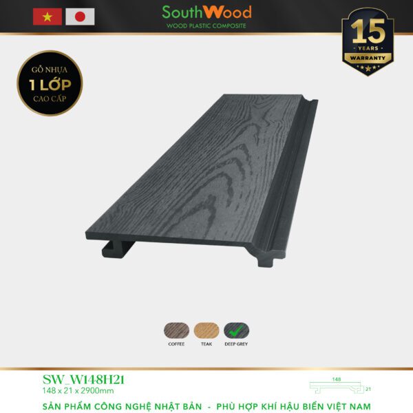 Gỗ nhựa ngoài trời South Wood SW-W148H21-Deep Grey