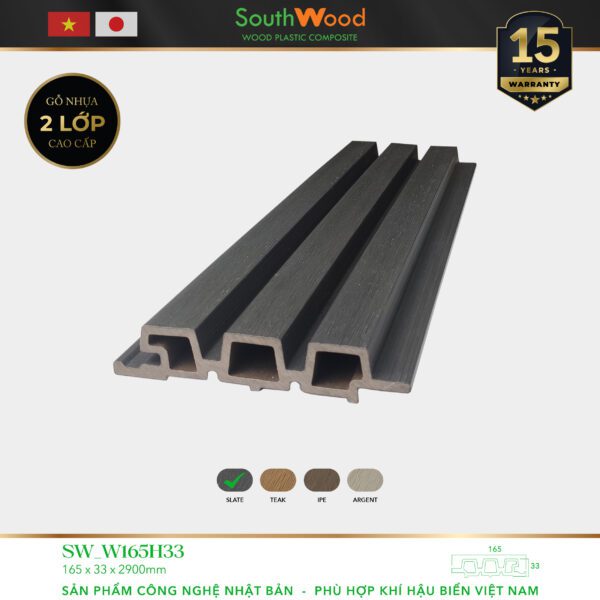 Gỗ nhựa ngoài trời South Wood SW-W165H33-SLATE