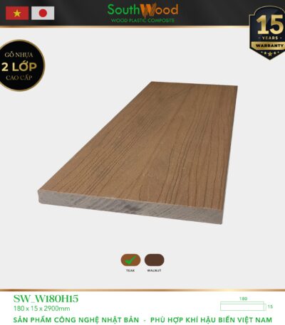 Gỗ nhựa ngoài trời South Wood SW-W180H15-TEAK