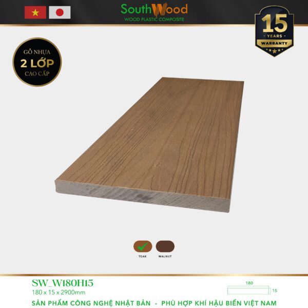 Gỗ nhựa ngoài trời South Wood SW-W180H15-TEAK