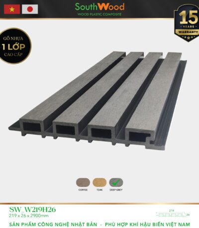 Gỗ nhựa ngoài trời South Wood SW-W219H26-Deep Grey