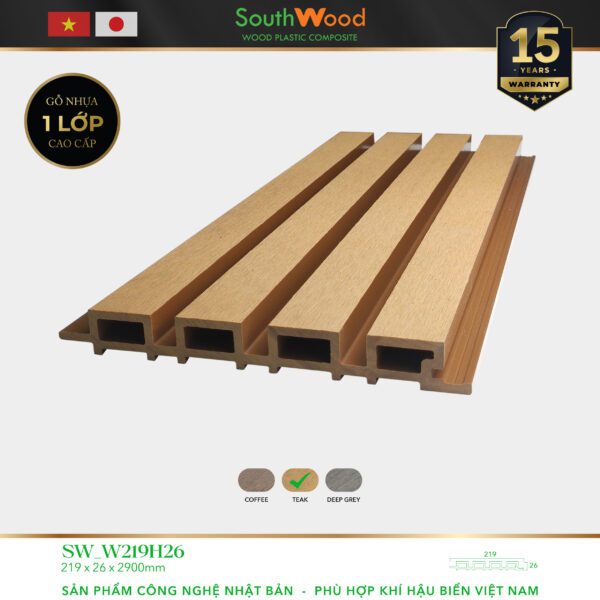 Gỗ nhựa ngoài trời South Wood SW-W219H26-TEAK