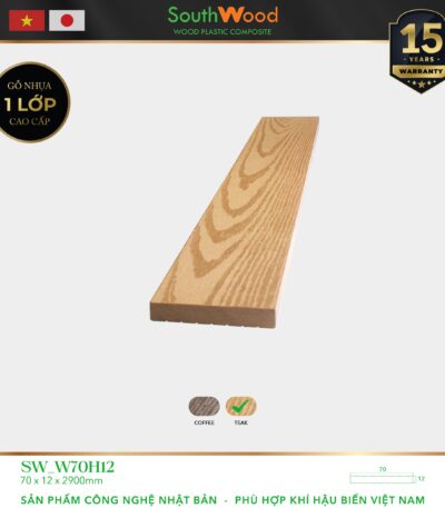 Gỗ nhựa ngoài trời South Wood SW-W70H12-Teak