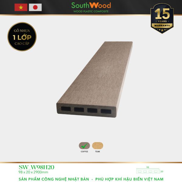 Gỗ nhựa ngoài trời South Wood SW-W98H20-Coffee