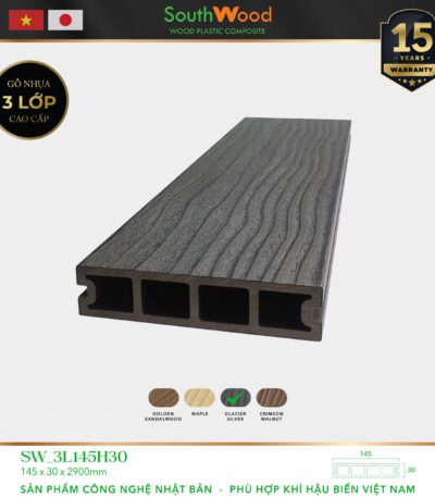 Sàn gỗ ngoài trời South Wood SW-3L145H30-Glacier Silver