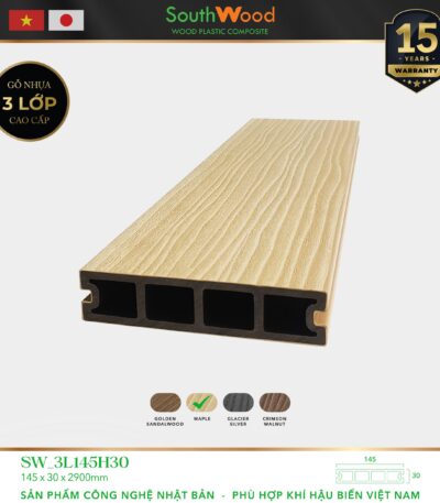 Sàn gỗ ngoài trời South Wood SW-3L145H30-Maple