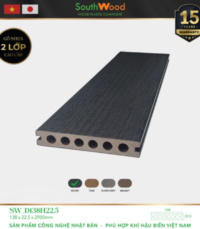 Sàn gỗ ngoài trời South Wood D138H22.5-Ebony