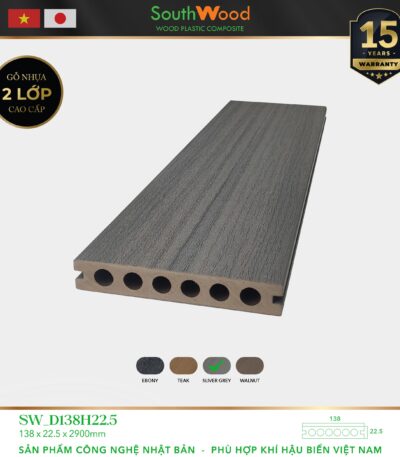 Sàn gỗ ngoài trời South Wood D138H22.5-Silver Grey