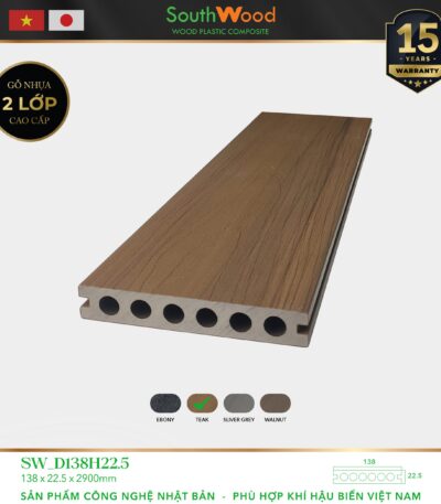 Sàn gỗ ngoài trời South Wood D138H22.5-Teak