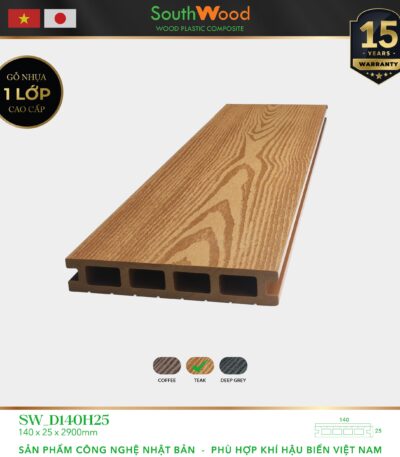 Sàn gỗ ngoài trời South Wood SW-D140H25-Teak