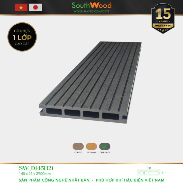 Sàn gỗ ngoài trời South Wood SW-D145H21-Deep Grey