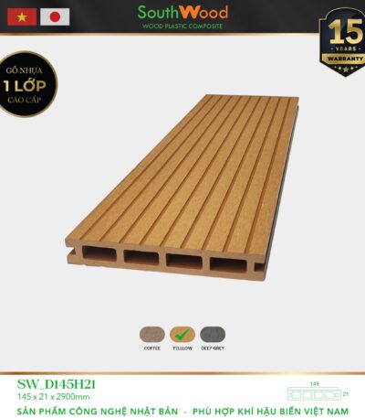 Sàn gỗ ngoài trời South Wood SW-D145H21-Teak