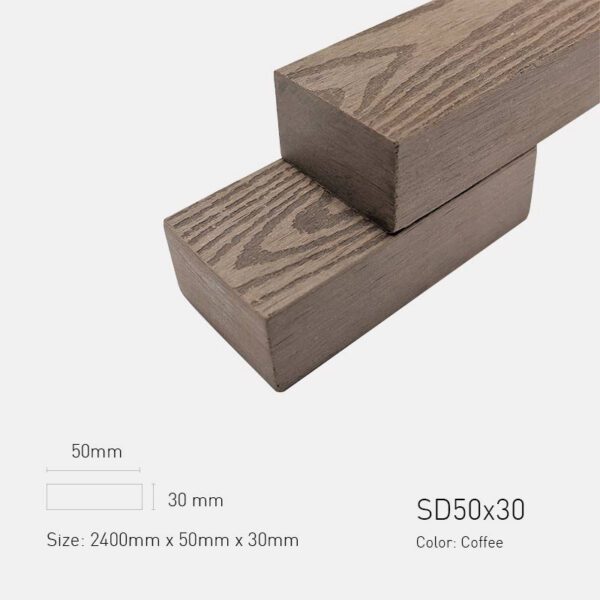 Lam Gỗ Nhựa Ngoài Trời TPWood SD50x30-Coffee