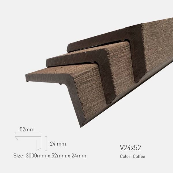 Thanh Nẹp V Gỗ Nhựa TPWood V24x52-Cofffee