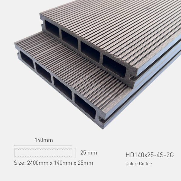 Sàn Gỗ Ngoài Trời TPWood HD140x25-4S-2G-Coffee