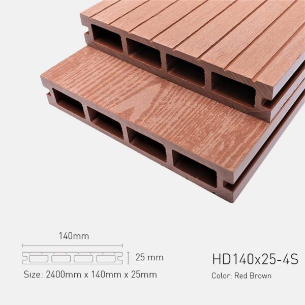 Sàn Gỗ Ngoài Trời TPWood HD140x25-4S-Red Brown