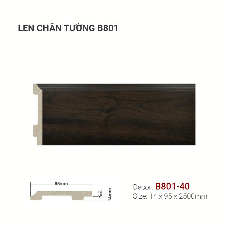 Len Chân Tường Nhựa Cao 95Mm B801-40 Len Chân Tường Nhựa Cao 95Mm B801-40
