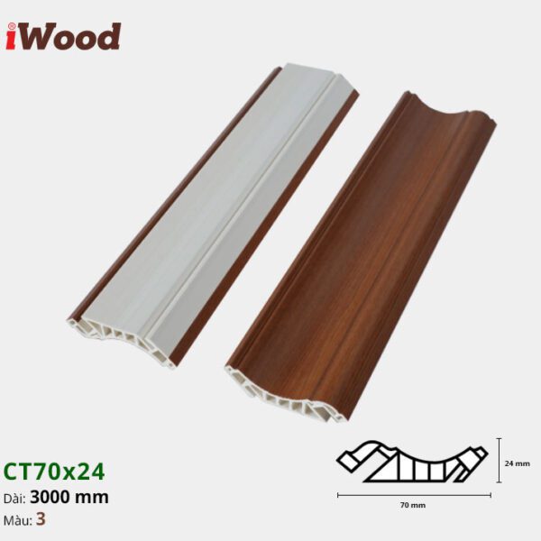Nẹp Nhựa Cổ Trần Iwood CT70x24-3
