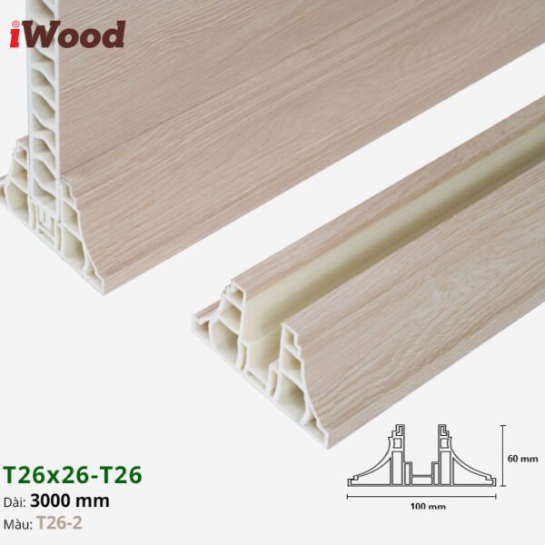 Nẹp Nhựa Vách Ngăn Iwood T26x26 T26-2