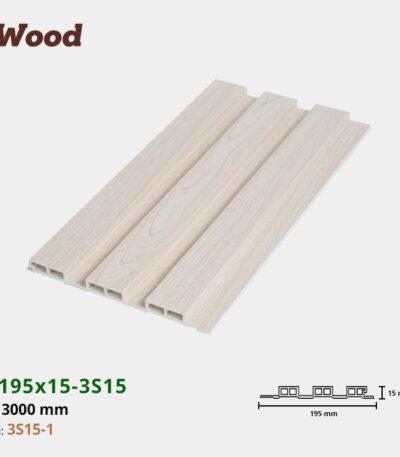 Lam Nhựa PVC 3 Sóng Thấp W195x15 Iwood 3S15-1