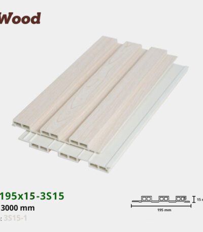 Lam Nhựa PVC 3 Sóng Thấp W195x15 Iwood 3S15-1