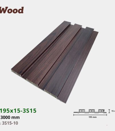 Lam Nhựa PVC 3 Sóng Thấp W195x15 Iwood 3S15-10