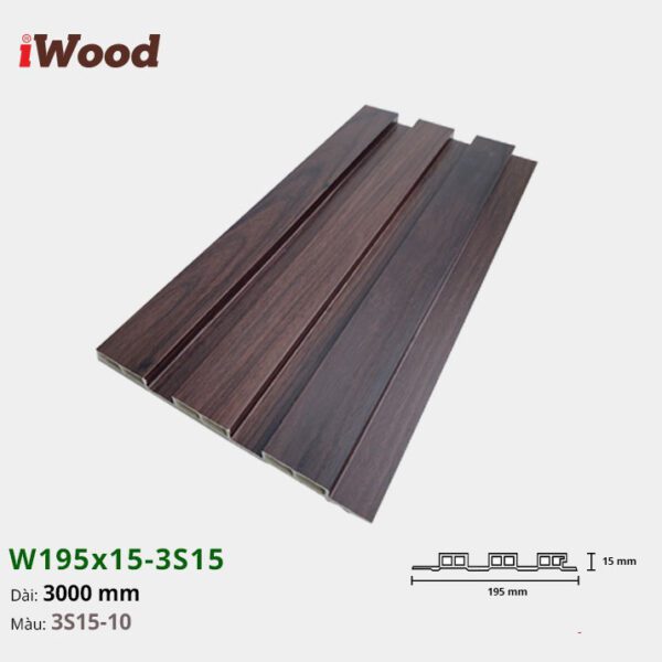 Lam Nhựa PVC 3 Sóng Thấp W195x15 Iwood 3S15-10