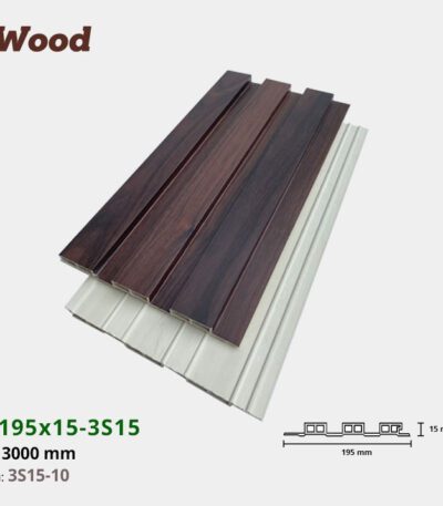 Lam Nhựa PVC 3 Sóng Thấp W195x15 Iwood 3S15-10