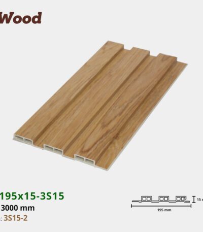 Lam Nhựa PVC 3 Sóng Thấp W195x15 Iwood 3S15-2