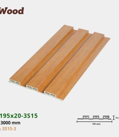 Lam Nhựa PVC 3 Sóng Thấp W195x15 Iwood 3S15-3