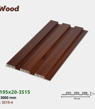 Lam Nhựa PVC 3 Sóng Thấp W195x15 Iwood 3S15-4