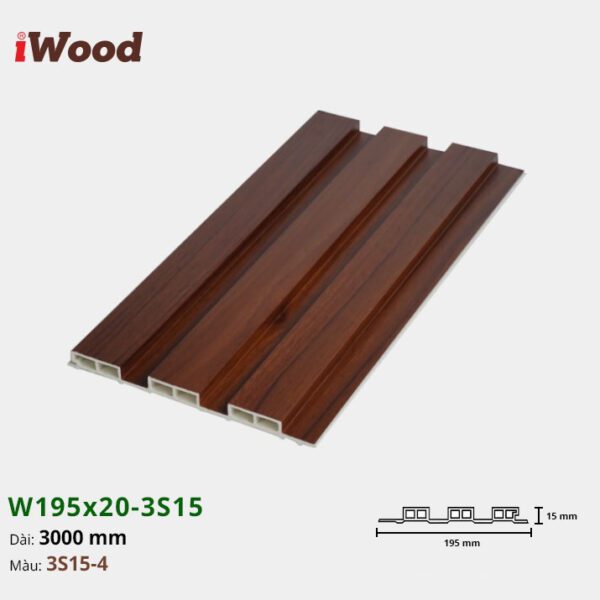 Lam Nhựa PVC 3 Sóng Thấp W195x15 Iwood 3S15-4