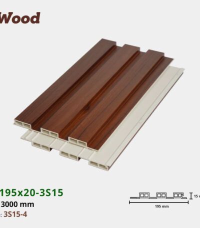 Lam Nhựa PVC 3 Sóng Thấp W195x15 Iwood 3S15-4