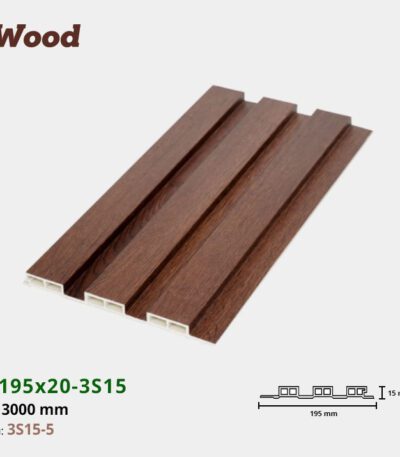Lam Nhựa PVC 3 Sóng Thấp W195x15 Iwood 3S15-5