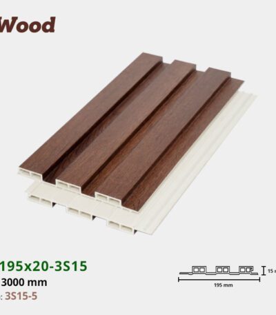 Lam Nhựa PVC 3 Sóng Thấp W195x15 Iwood 3S15-5