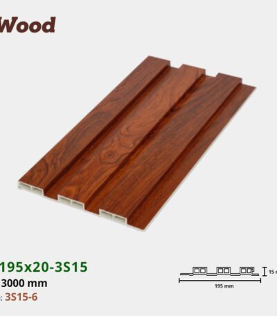 Lam Nhựa PVC 3 Sóng Thấp W195x15 Iwood 3S15-6