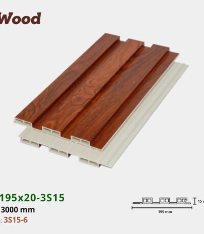 Lam Nhựa PVC 3 Sóng Thấp W195x15 Iwood 3S15-6