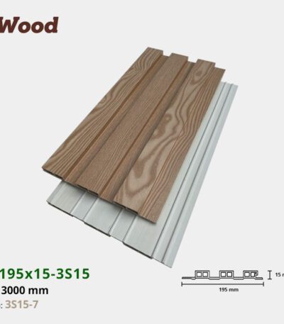 Lam Nhựa PVC 3 Sóng Thấp W195x15 Iwood 3S15-7