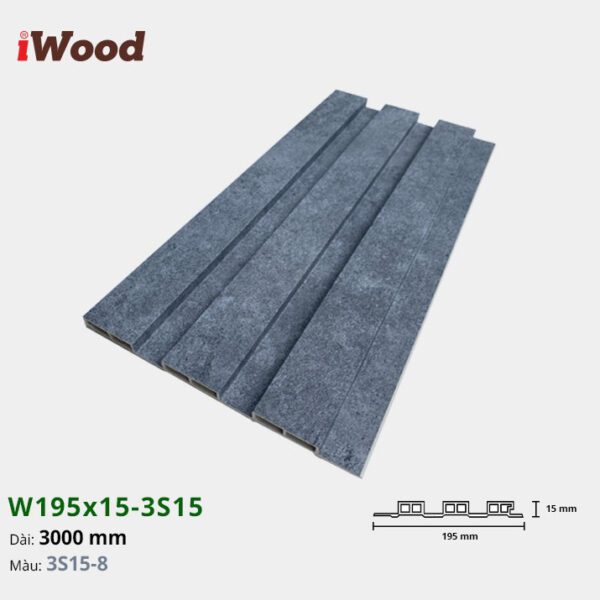 Lam Nhựa PVC 3 Sóng Thấp W195x15 Iwood 3S15-8