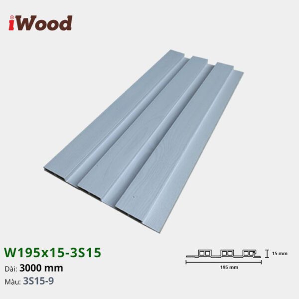 Lam Nhựa PVC 3 Sóng Thấp W195x15 Iwood 3S15-9