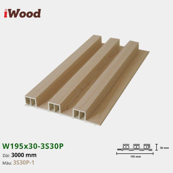 Lam Nhựa PVC 3 Sóng Cao W195x30 Iwood 3S30P-1