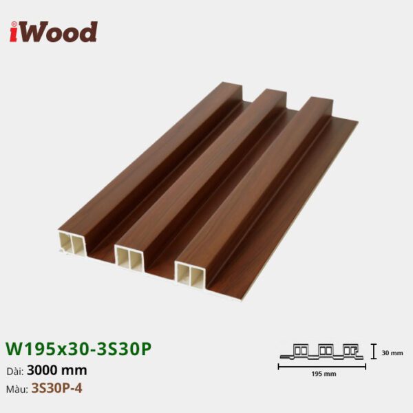 Lam Nhựa PVC 3 Sóng Cao W195x30 Iwood 3S30P-4