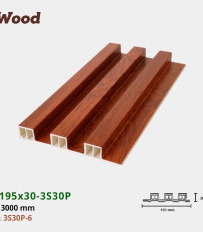 Lam Nhựa PVC 3 Sóng Cao W195x30 Iwood 3S30P-6