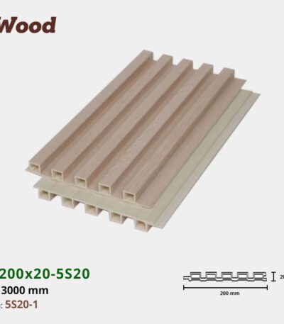 Lam Nhựa PVC 3 Sóng Cao W200x20 Iwood 5S20-1