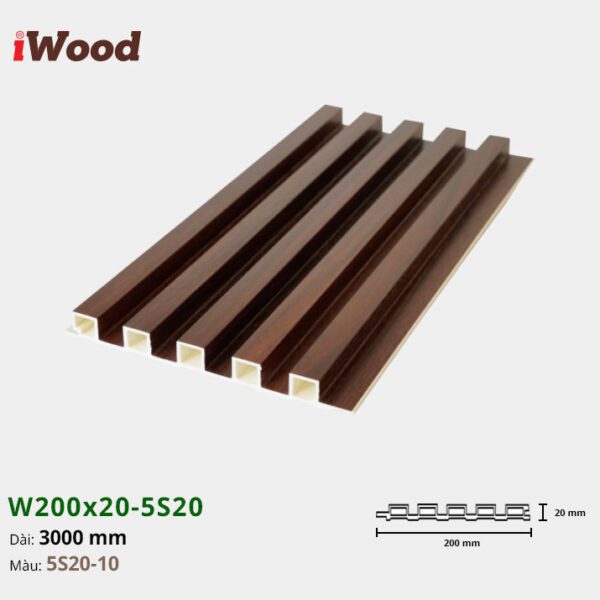 Lam Nhựa PVC 3 Sóng Cao W200x20 Iwood 5S20-10