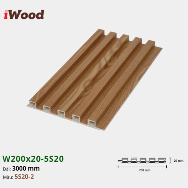 Lam Nhựa PVC 3 Sóng Cao W200x20 Iwood 5S20-2