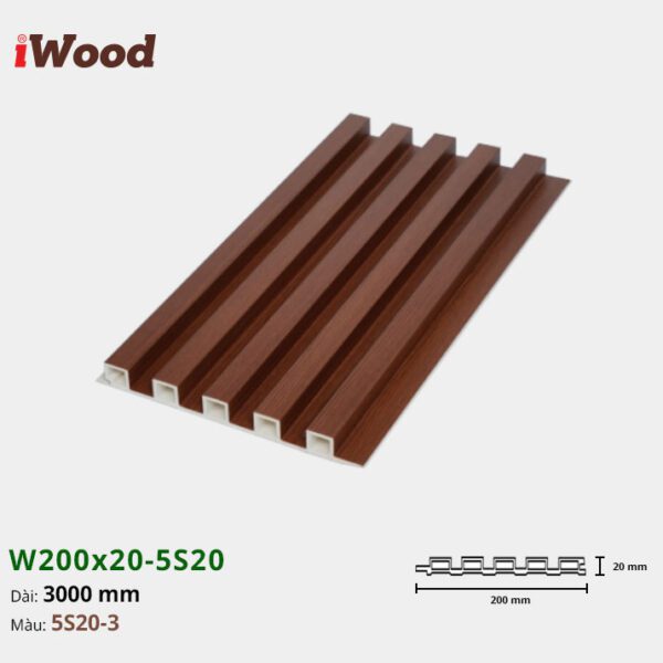 Lam Nhựa PVC 3 Sóng Cao W200x20 Iwood 5S20-3