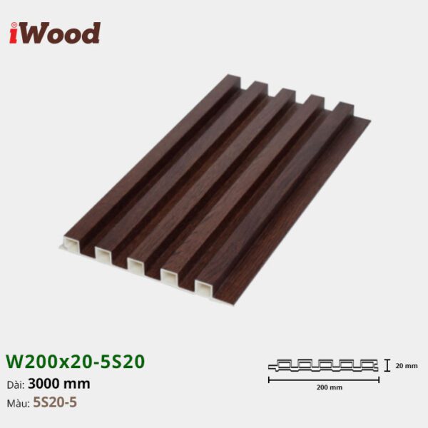 Lam Nhựa PVC 3 Sóng Cao W200x20 Iwood 5S20-5
